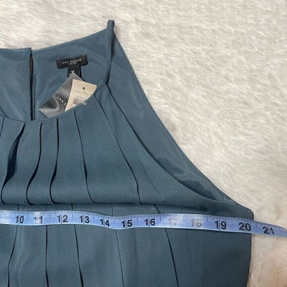 Ann Taylor Silk Blue Pleated Dress Formal Size 14 NWT MSRP $178 - Picture 5 of 10